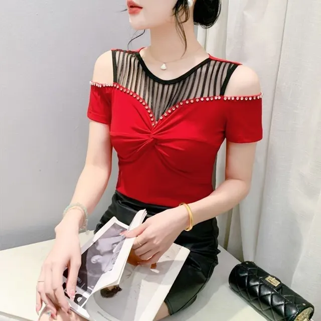 Fashion Sexy Off shoulder T shirt Women's Summer Red - Shop at LoveMi