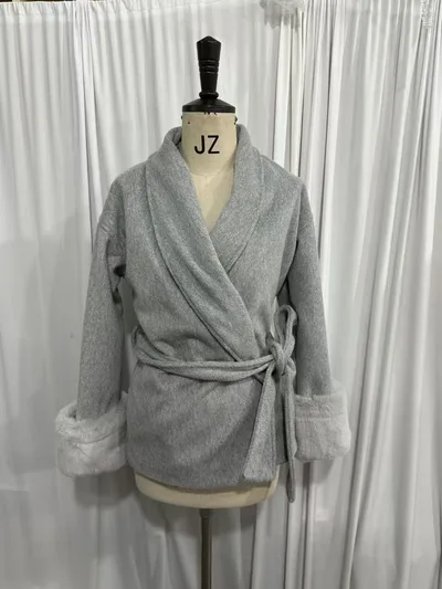 Fashion Plus Size French Elegant Woolen Overcoat Silver Gray - Shop at LoveMi