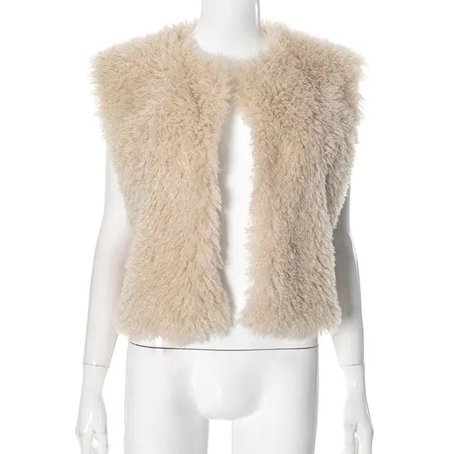 Women's Multi color Fashionable Jacket Vest Apricot - Shop at LoveMi