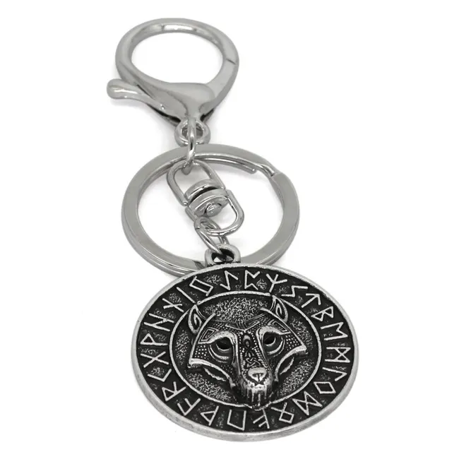Alloy Viking Series New Wolf Head Key Chain Accessories Ancient Silver - Shop at LoveMi