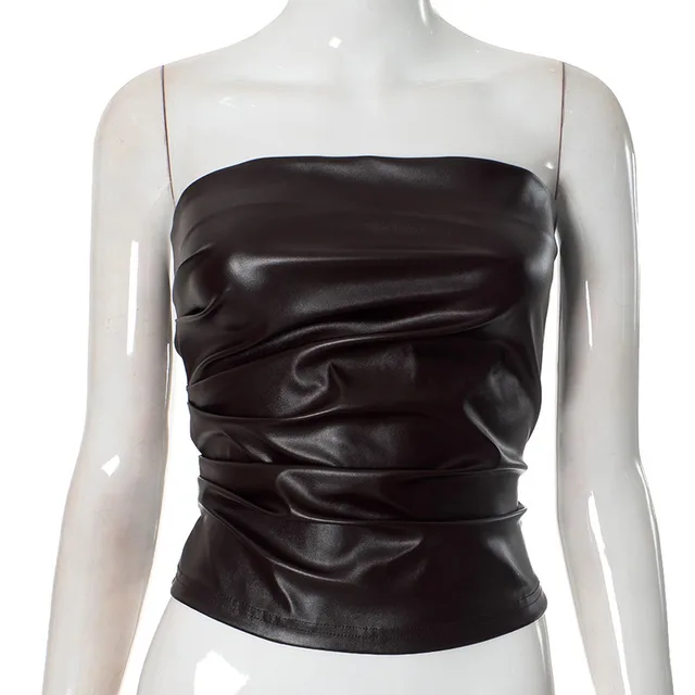 Women's Fashion Clothing Tank top Leather Brown - Shop at LoveMi