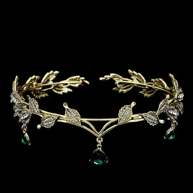 Rhinestone Hair Accessories Forehead Ornament Forehead Diamond Birthday Crown Hg 102 Bronze Green Water Drop - Shop at LoveMi