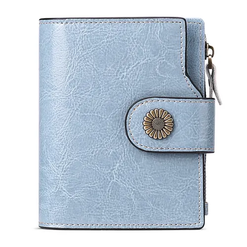Hasp Clutch Girls Coin Pocket Multifunctional Card Holder Blue - Shop at LoveMi
