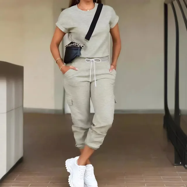 Top And Cargo Jogger Pants Two piece Suit Gray - Shop at LoveMi