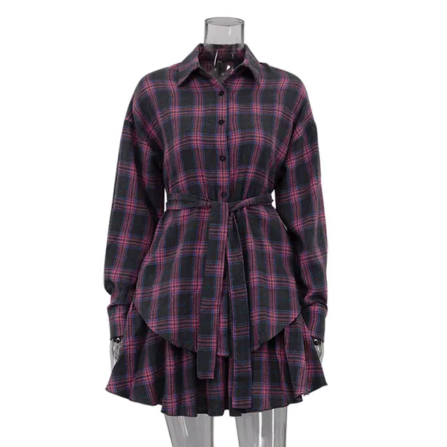 Fashion Check Skirt Suit Women's Lapel Pink - Shop at LoveMi