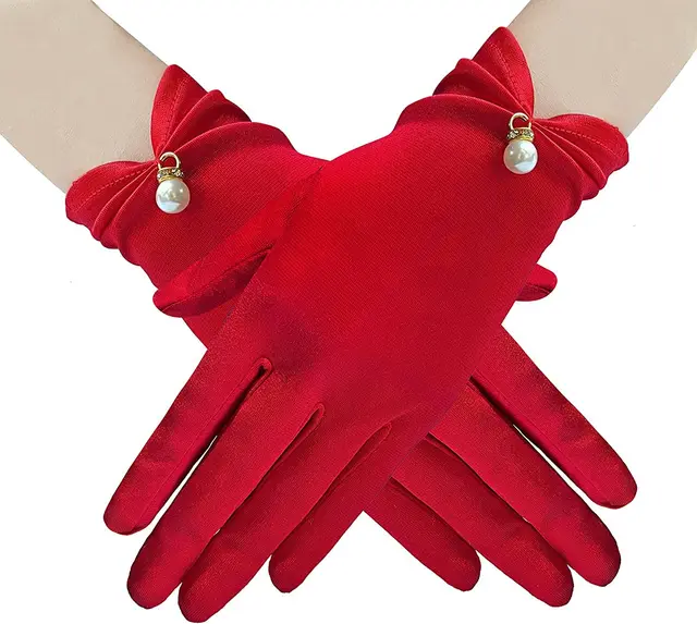 Women's Stylish Personalized Satin Short Gloves Red - Shop at LoveMi