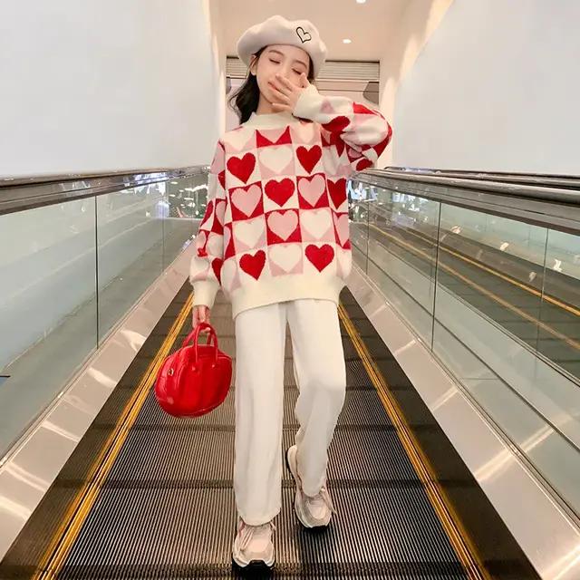 Girl's Sweater Bottoming Sweater Warm Top Red - Shop at LoveMi