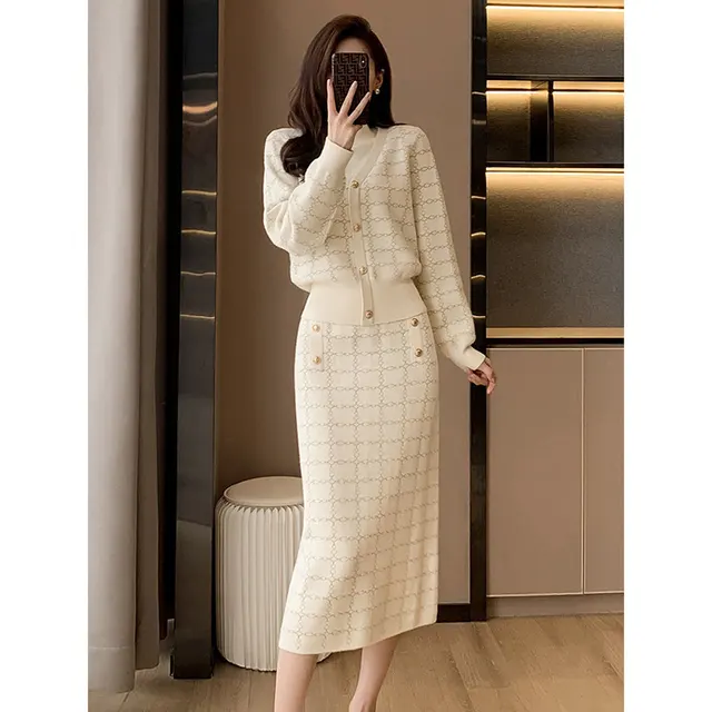 Fashion British Style Two piece Suit For Women Beige - Shop at LoveMi