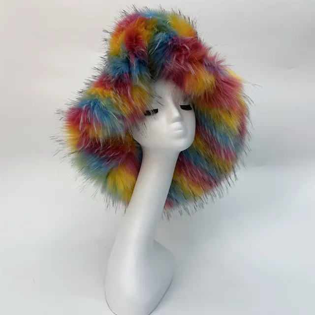 Fashionable All match Raccoon Fur Hat Rainbow Color - Shop at LoveMi