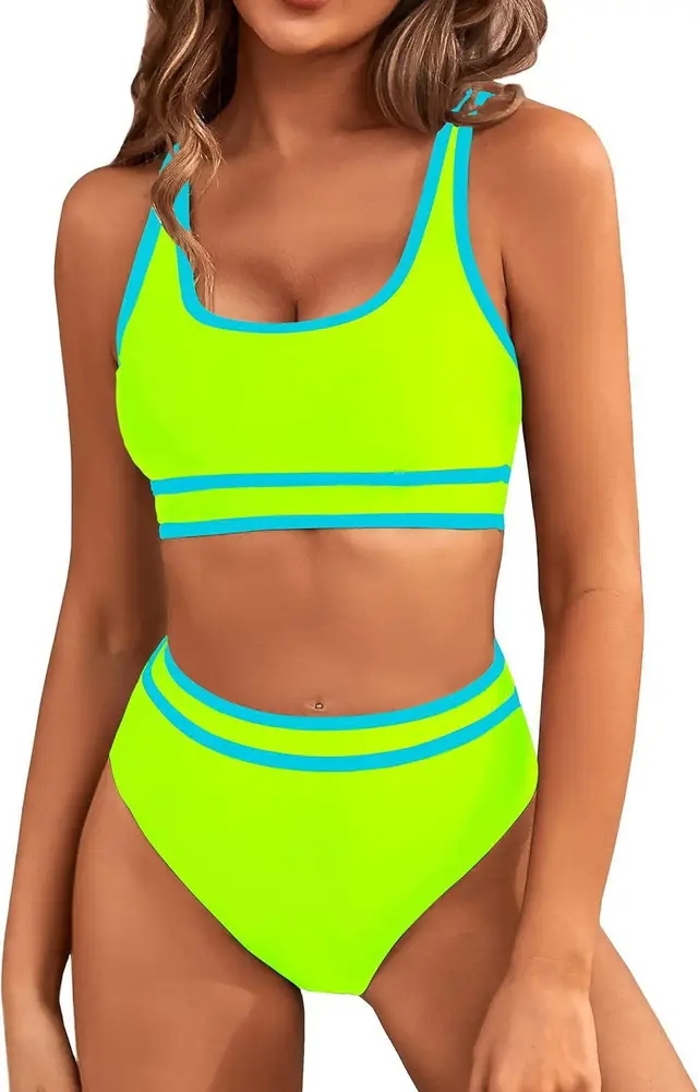 Bikini Tight-fitting Solid Color Swimsuit For Women - Fluorescent Yellow - View 1