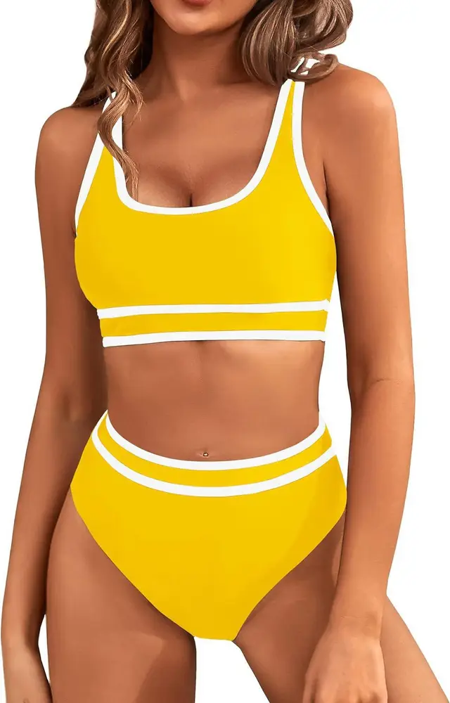 Bikini Tight fitting Solid Color Swimsuit For Women Yellow - Shop at LoveMi