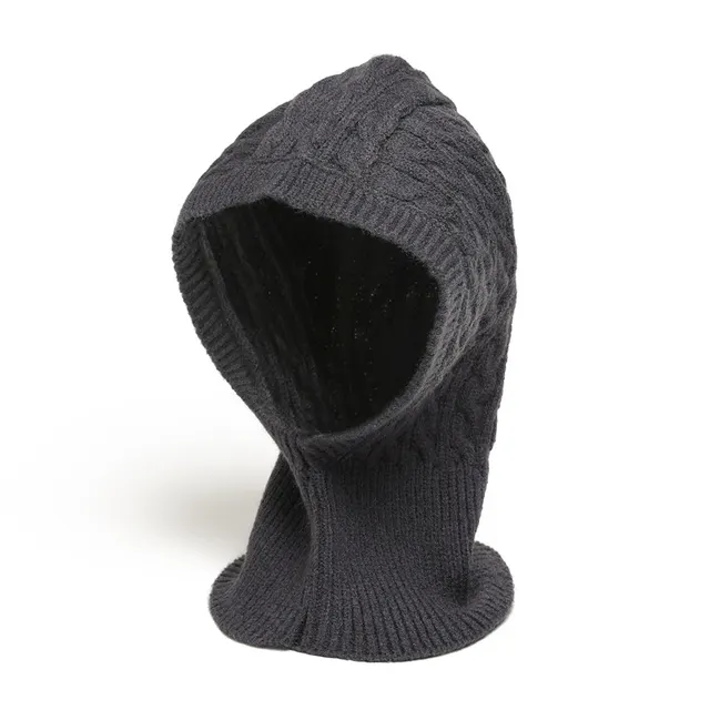 Hat Scarf Integrated Winter Outdoor Riding Warm Ear Protection Hat Knitted Wb3810 Dark Gray - Shop at LoveMi