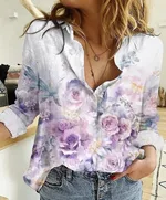 Women's Printed Casual Long Sleeve Shirt - Style 25