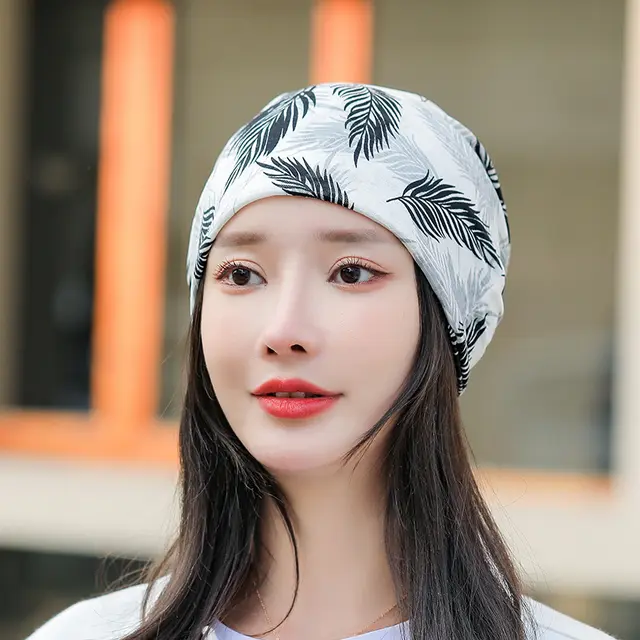Baotou Silk Scarf Thin Air Conditioning Hat After Chemotherapy Hawaiian Black - Shop at LoveMi