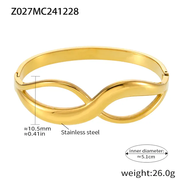 8 character Curve Design High Polished Buckle Bracelet Z027 Gold Bracelet - Shop at LoveMi