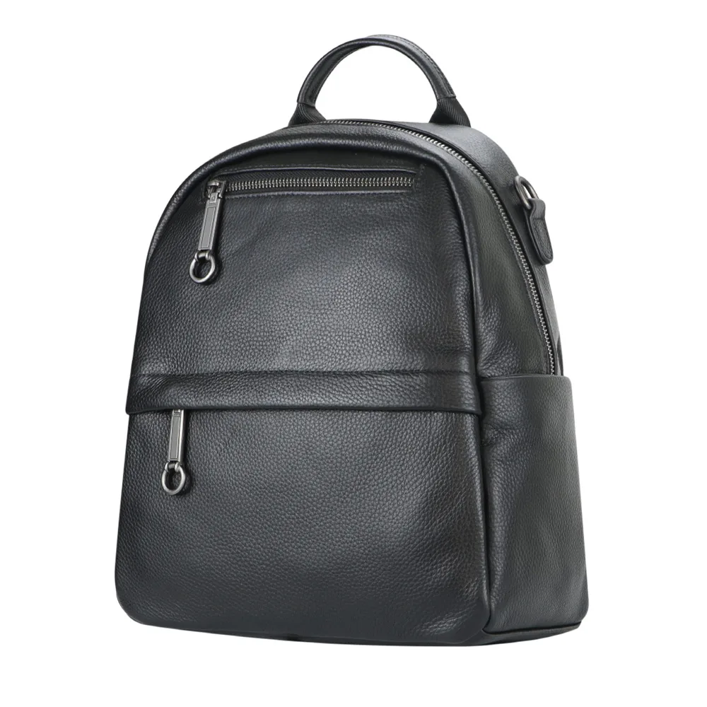 First Layer Cowhide Women's Backpack Leather Large Capacity Black - Shop at LoveMi