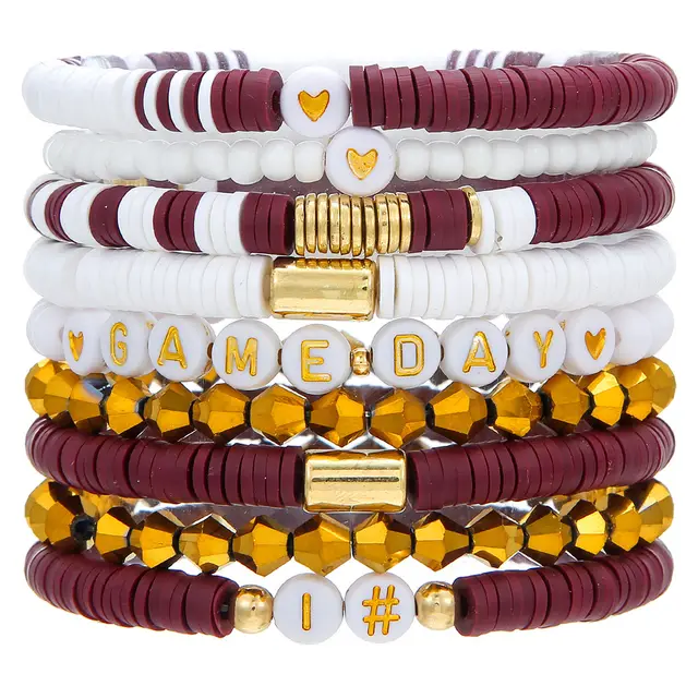Super Bowl Rugby Game Day Polymer Multi layer Twin Polymer Clay Bracelet Suit Zj13329 - Shop at LoveMi