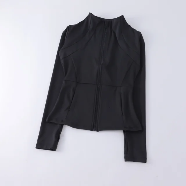 Yoga Clothes Women's Spring And Summer Stand Collar Zipper Jacket Black - Shop at LoveMi