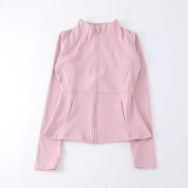 Yoga Clothes Women's Spring And Summer Stand Collar Zipper Jacket Pink - Shop at LoveMi