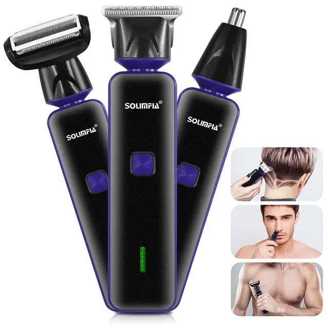 3 in 1 Nose Hair Trimmer Men's Shaver Multifunctional Ht6027 Purple - Shop at LoveMi