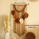 Bohemian Handmade Cotton Woven Wooden Bead Leaves Tapestry - Type A