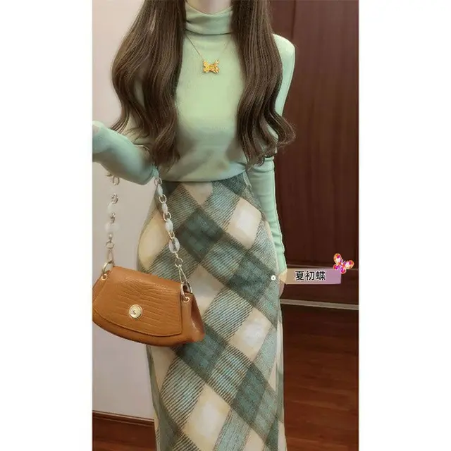 French Sweet Style Wear Suit Turtleneck Slim Fit Warm Bottoming Shirt Suit - Shop at LoveMi