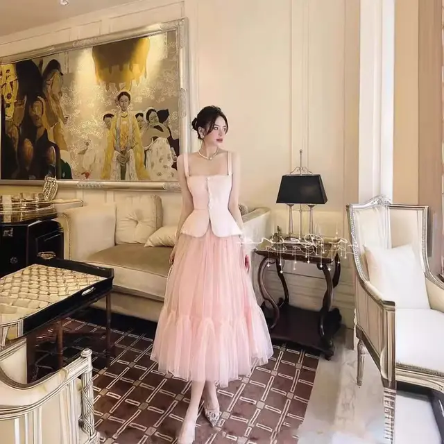 Summer Trendy Mesh Color Sling Top Suit Pink - Shop at LoveMi