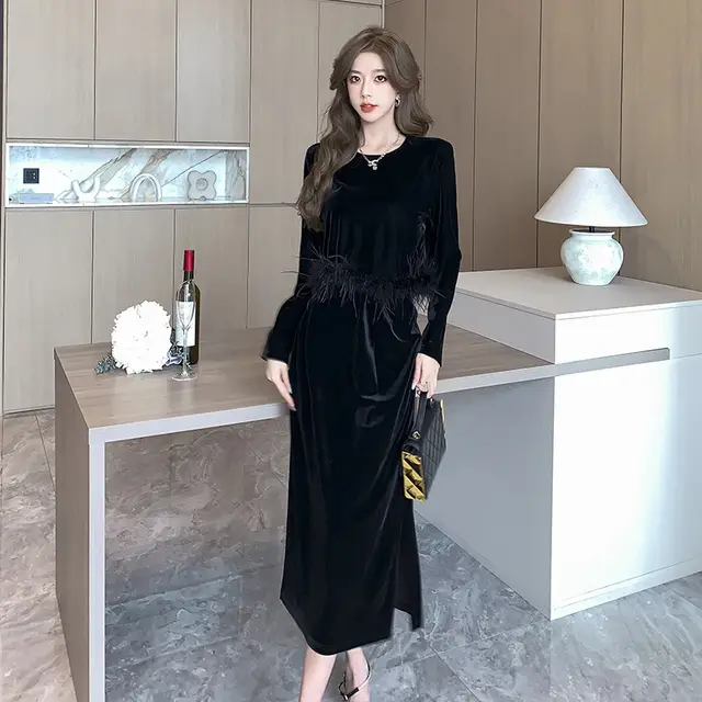 Classic Style Gold Velvet Suit Female Black - Shop at LoveMi
