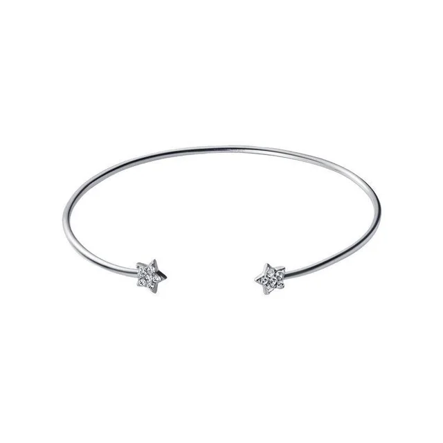 S925 Silver Bracelet Female Korean Style Sweet Simple Rhinestone Five pointed Star S925 Silver Bracelet - Shop at LoveMi