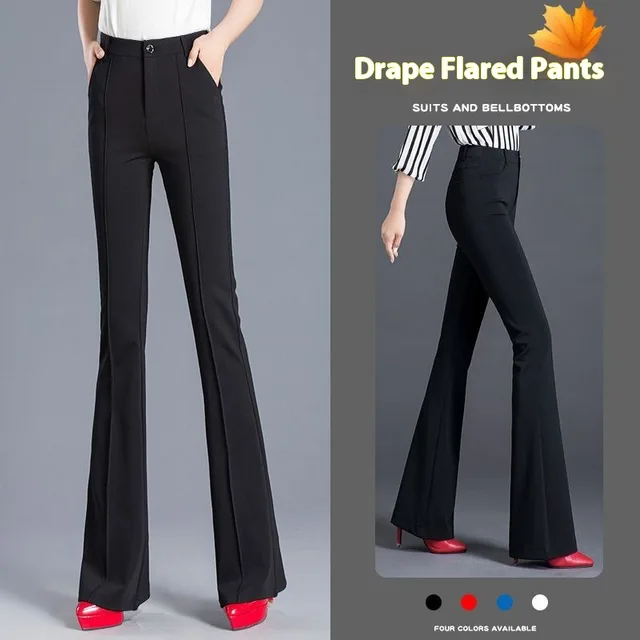 Bell bottom Pants Women's High Waist Drooping Wide leg Trousers Black Cropped Pants - Shop at LoveMi