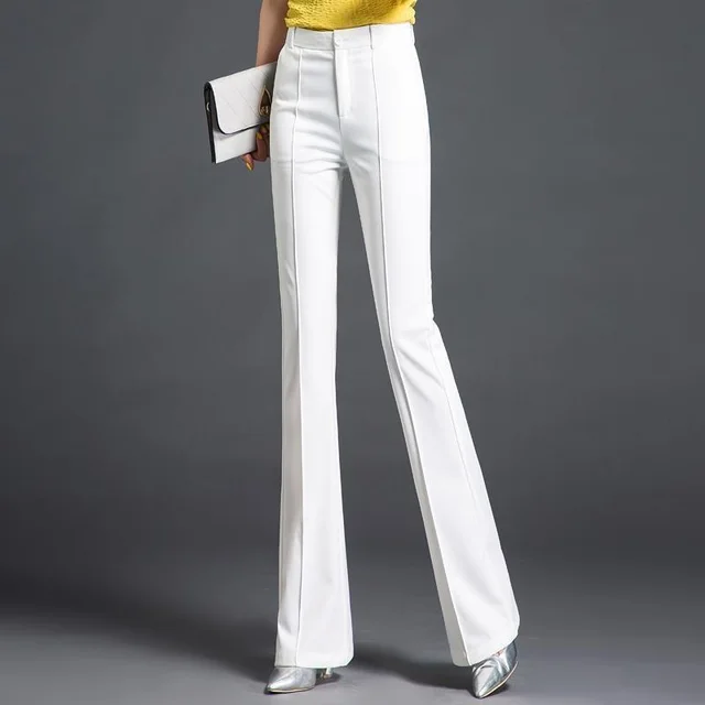Bell bottom Pants Women's High Waist Drooping Wide leg Trousers White Cropped Pants - Shop at LoveMi