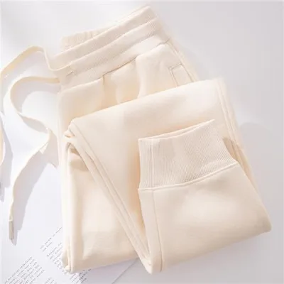 Women's Fashion Casual Thickening Beam Long Pants Apricot - Shop at LoveMi
