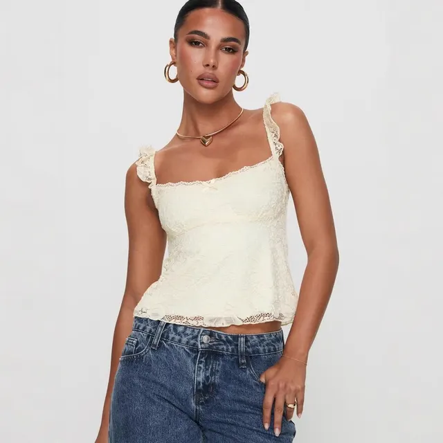 Lace French Sexy Strap Backless Fashion Women's Wear Apricot - Shop at LoveMi