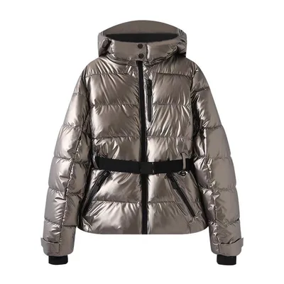 Women's Waist Slimming With Belt Cotton padded Jacket Silver - Shop at LoveMi