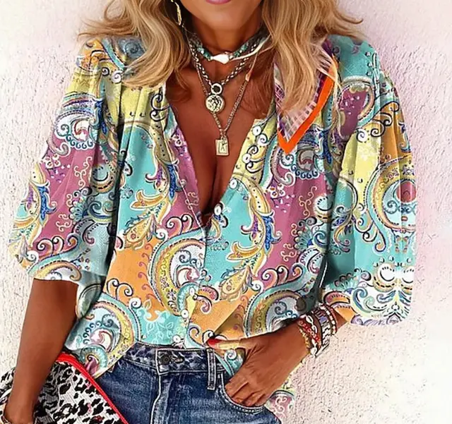 Polyester Women's Shirt Top Lapel Casual 9 Models - Shop at LoveMi