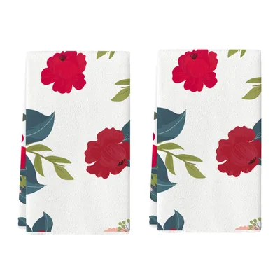 Watercolor Flower Fruit Blue And White Porcelain Texture Dish Towel Kitchen Decoration Dishwashing Dry 22Xwga00461 - Shop at LoveMi