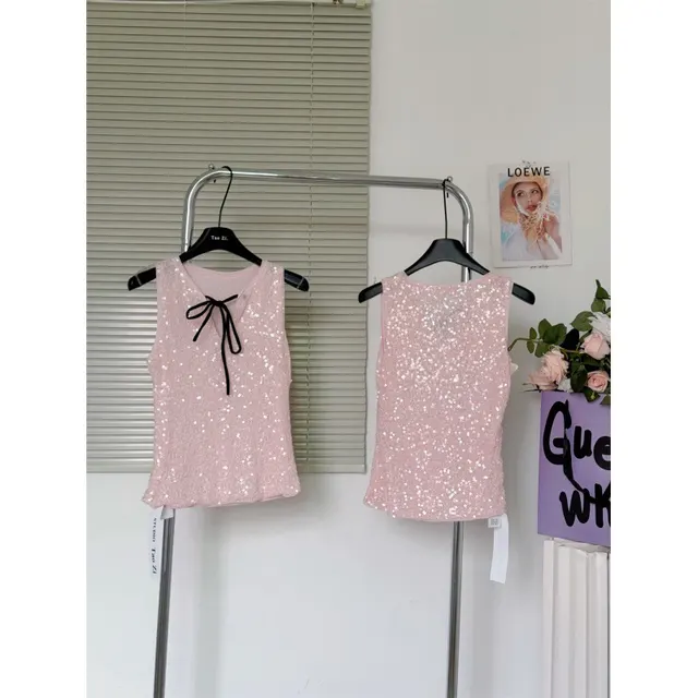 Special Meter Sense Sequin Sling Top Pink - Shop at LoveMi