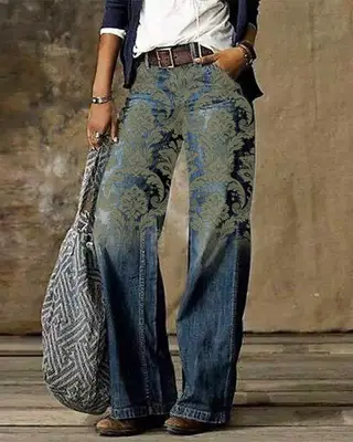 Diagonal Cloth Jeans 3D Pattern Casual Pants - Abprev11H2301113