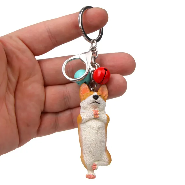 Yoga Dog Independent Corgi Bell Climbing Keychain Red Light Blue - Shop at LoveMi