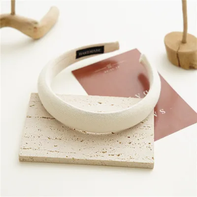 Milk Tea Color Headband Female Autumn And Winter Simplicity Wide Brim Beige - Shop at LoveMi