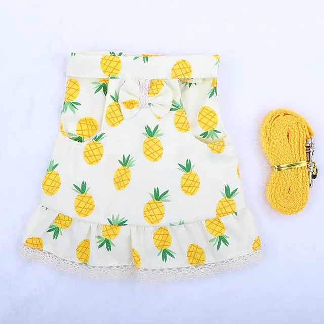Rabbit Hand Holding Rope Chest Back Lace Skirt Yellow Pineapple - Shop at LoveMi