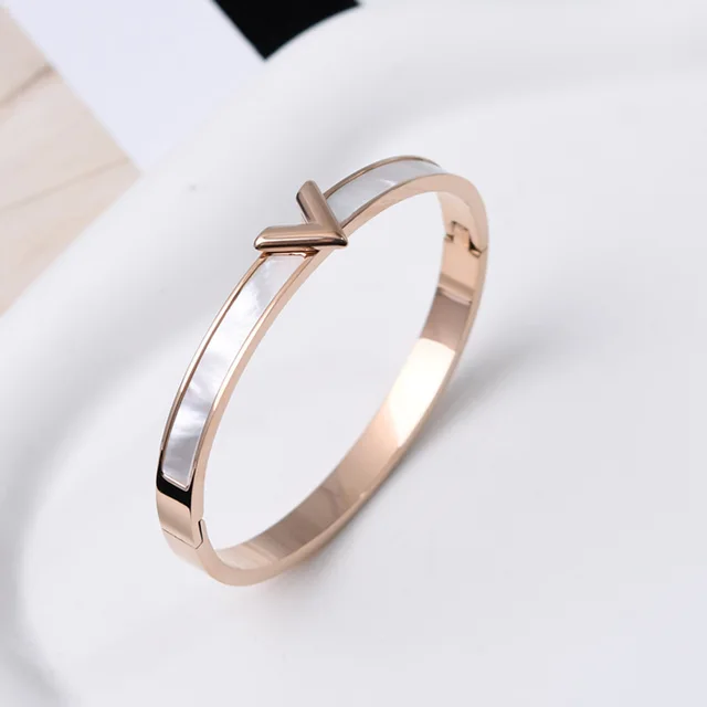 Titanium Steel V shaped Female Bracelet Ins Special interest Design Bracelet Rose Gold - Shop at LoveMi