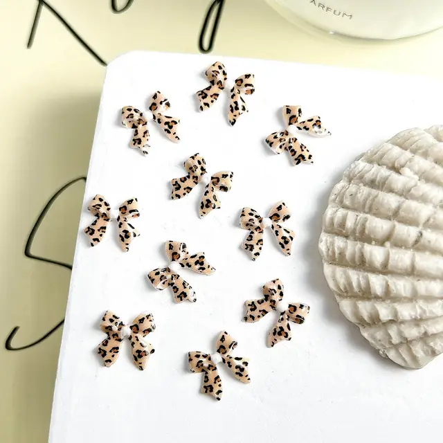 Maillard Leopard Bow Nail Accessories Ribbon - Shop at LoveMi