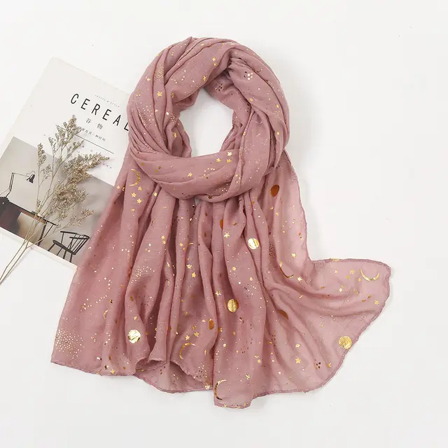 Polyester Accessories Star Moon Wear TR Cotton Starry Sky Bronzing Women's Scarf 4 Pink Color - Shop at LoveMi