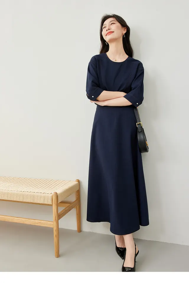 Simple New Top And Skirt Temperament Twinset Navy Blue - Shop at LoveMi