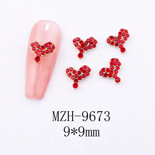 Glass New Year Nail Ornament Red Bow Accessories Mzh9673 - Shop at LoveMi