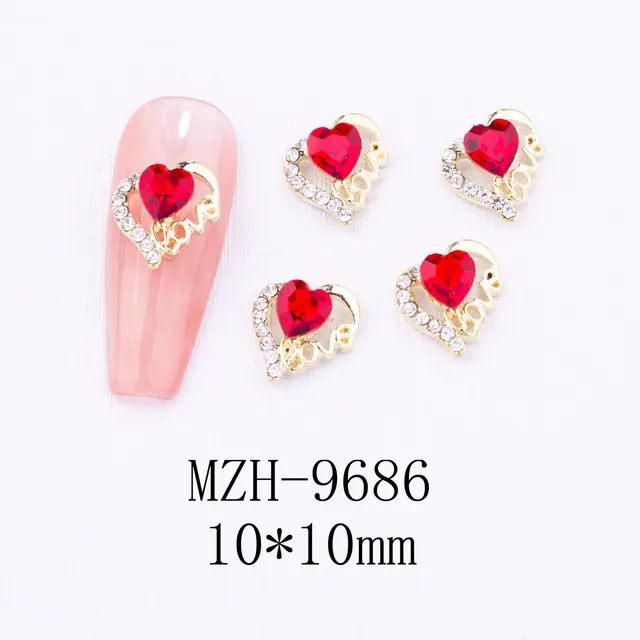 Glass New Year Nail Ornament Red Bow Accessories Mzh9686 - Shop at LoveMi