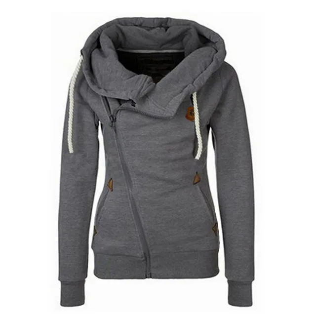 Women's Sport Cardigan Side Zipper Hoodie Dark Gray - Shop at LoveMi