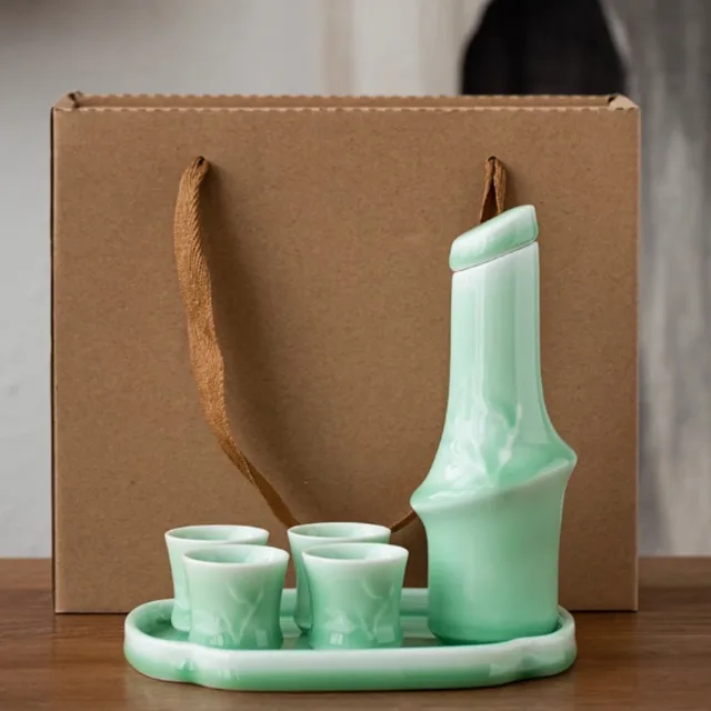 Celadon Bamboo Joint Wine Set Wine Decanter Set Suit 2 With Gift Box - Shop at LoveMi