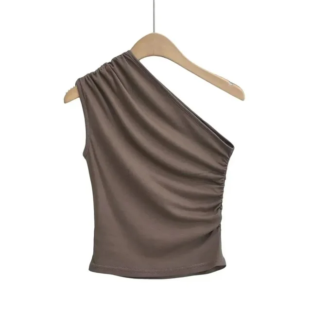 Sleeveless Inner Match Women's Off the shoulder Top Brown - Shop at LoveMi